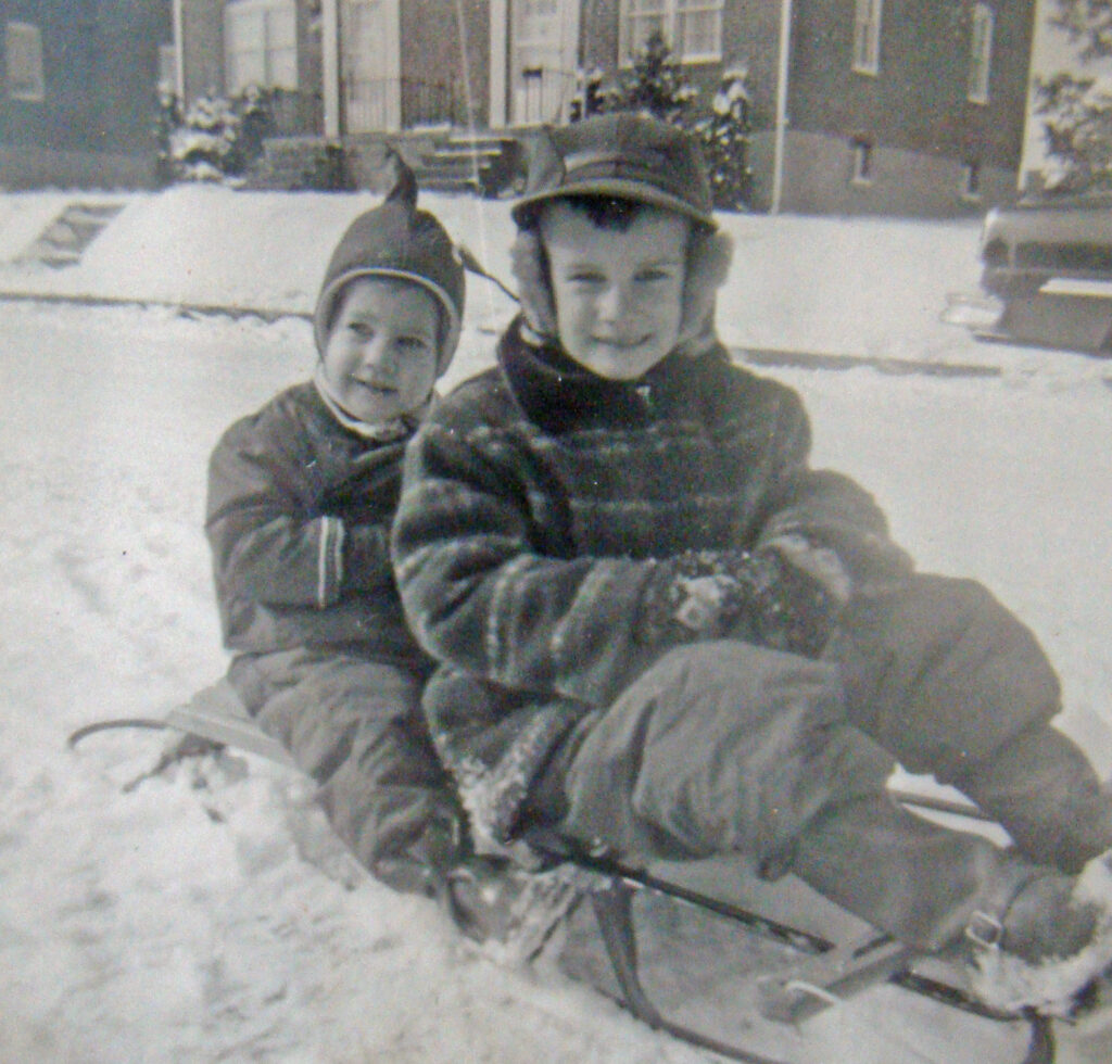 My sister and me sledding in Baltimore in 1957.
