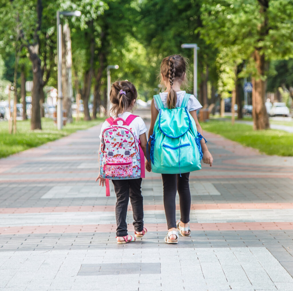 Girls walking to school