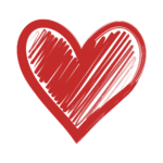red heart in paintbrush style